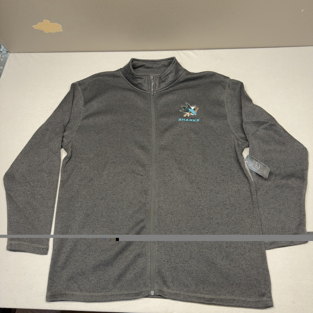 San Jose Sharks Full Zip Jacket Sweatshirt Men's 2XL XXL Gray NHL Hockey New NWT